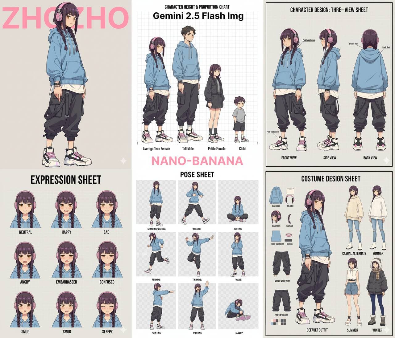 Generate Character Design Sheet — Generated result