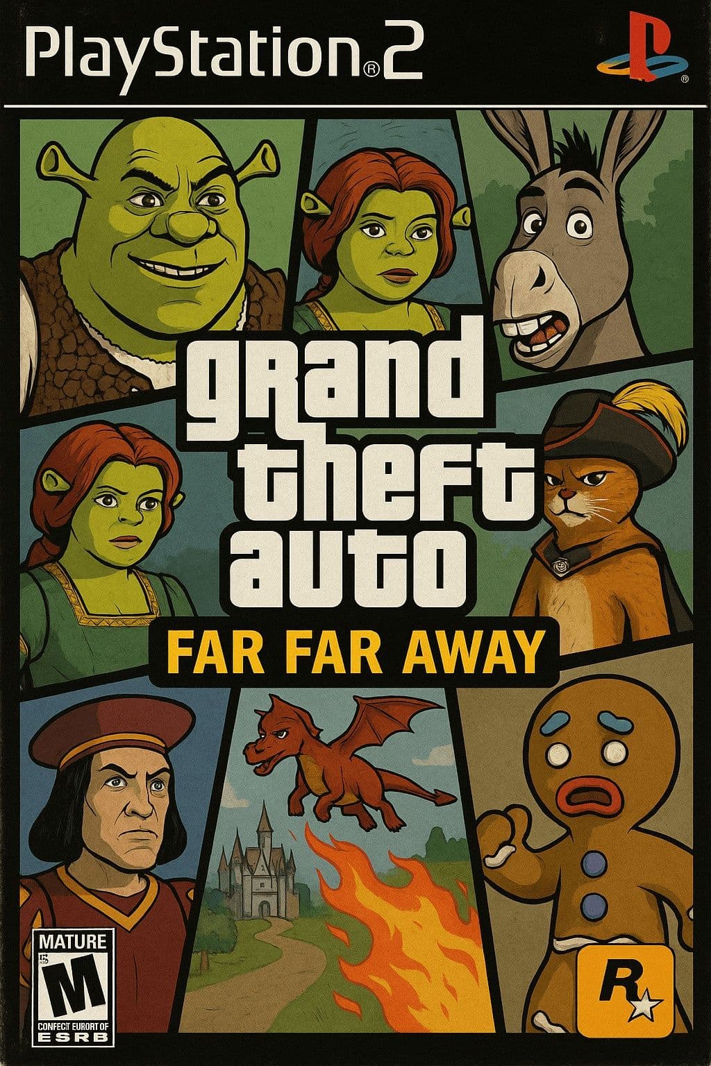 PS2 Game Cover (GTA x Shrek) — Generated result