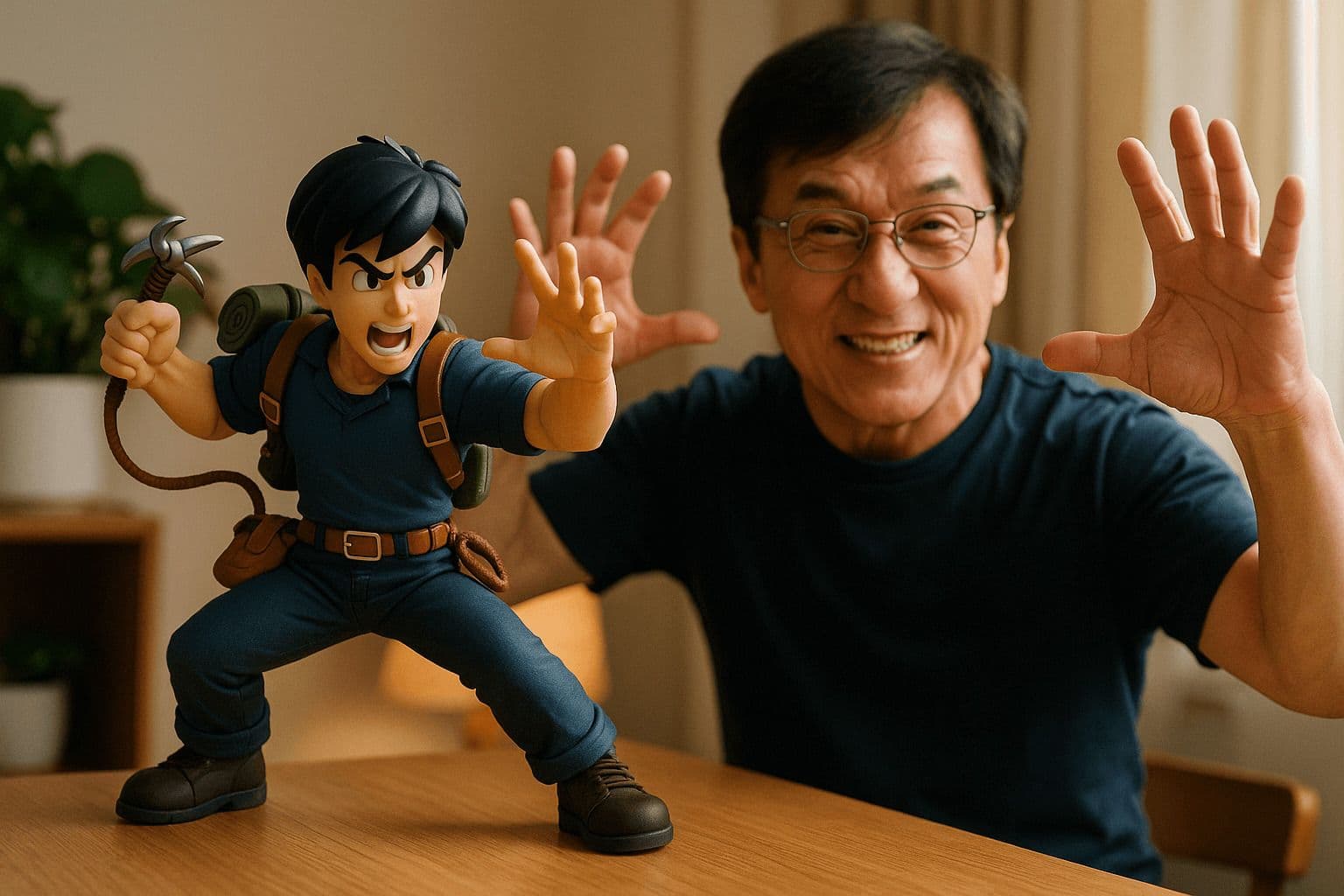 Figure and Real Person in the Same Shot — Generated result