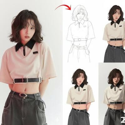 Illustration Drawing Process Four-Panel - Output