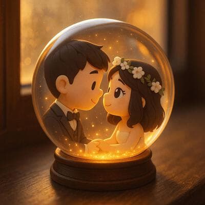 3D Chibi Couple Crystal Ball - Input