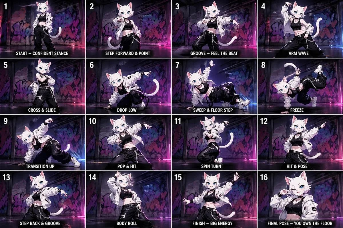 Anime Dance Grid — Generated result