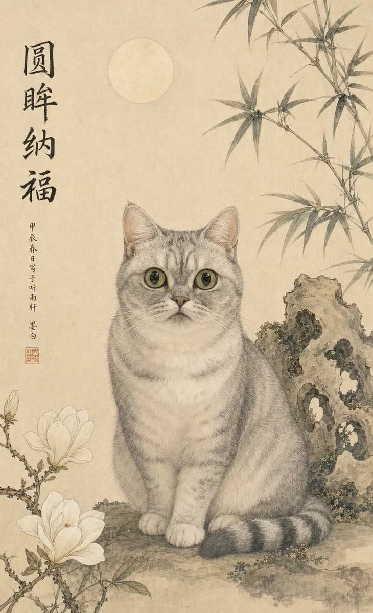 Classical Chinese Pet Portrait — Generated result