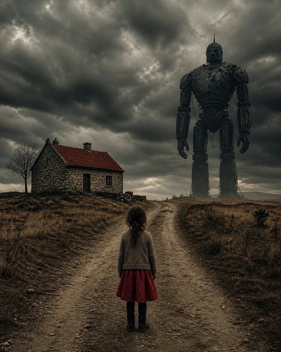 Girl Facing Giant Robot — Generated result