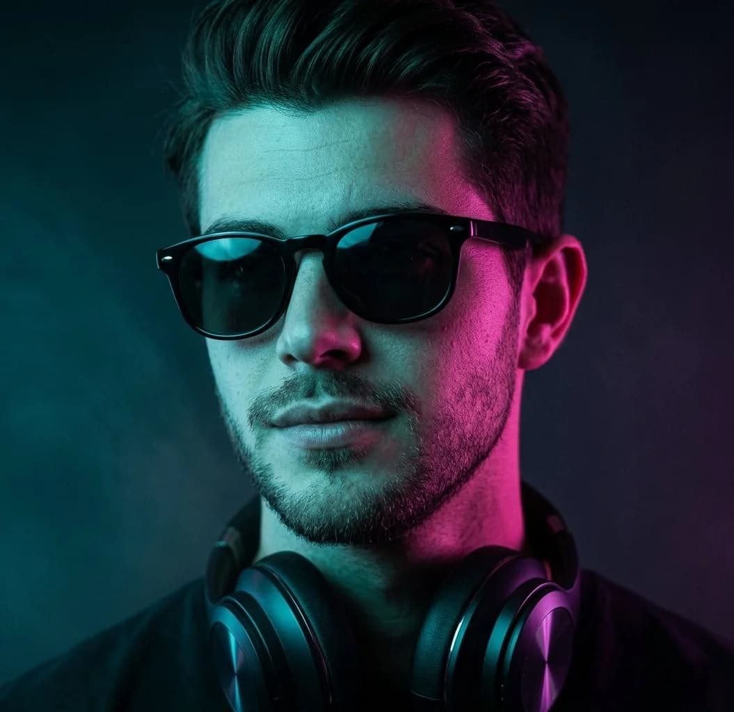 Neon Headphone Portrait — Generated result