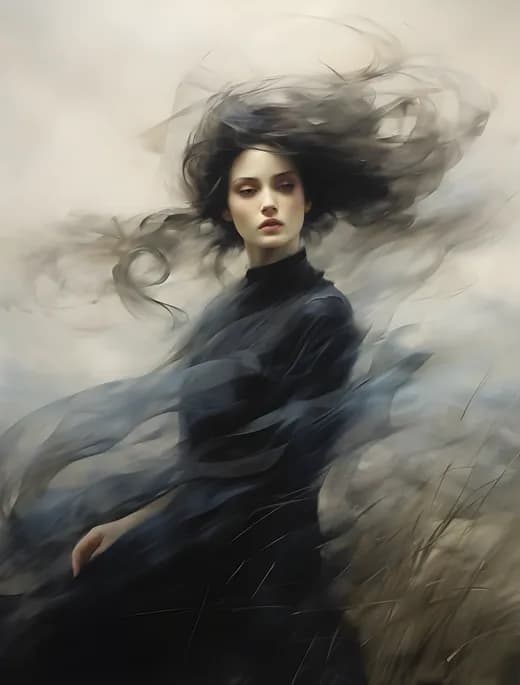 Mysterious Gothic Girl in the Wind — Generated result