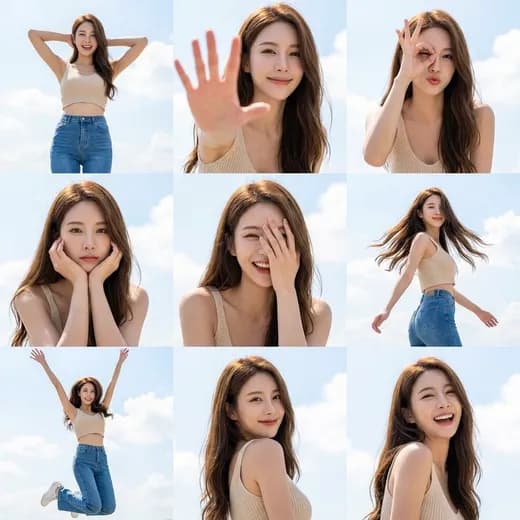 Clear Sky Nine-Grid · Vibrant Girl