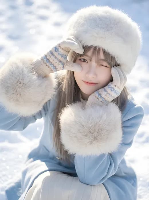 Snow Heart Finger Heart Winter Cute Photo