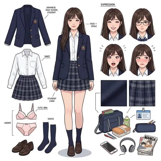 Japanese Uniform Girl Disassembly Illustration Guide