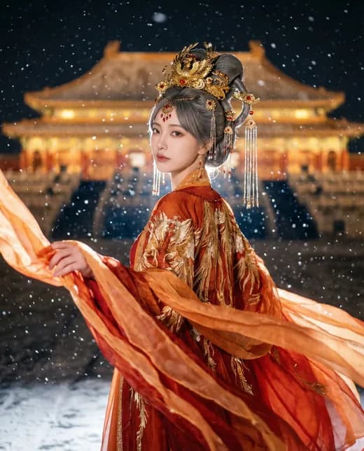 Phoenix Crown Gaze in Snowy Forbidden City