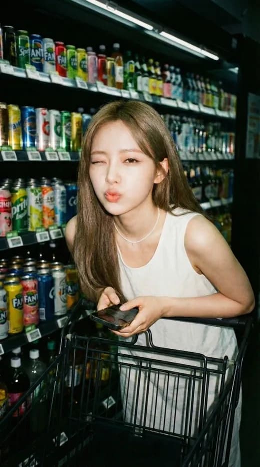 Playful Convenience Store Selfie — Generated result