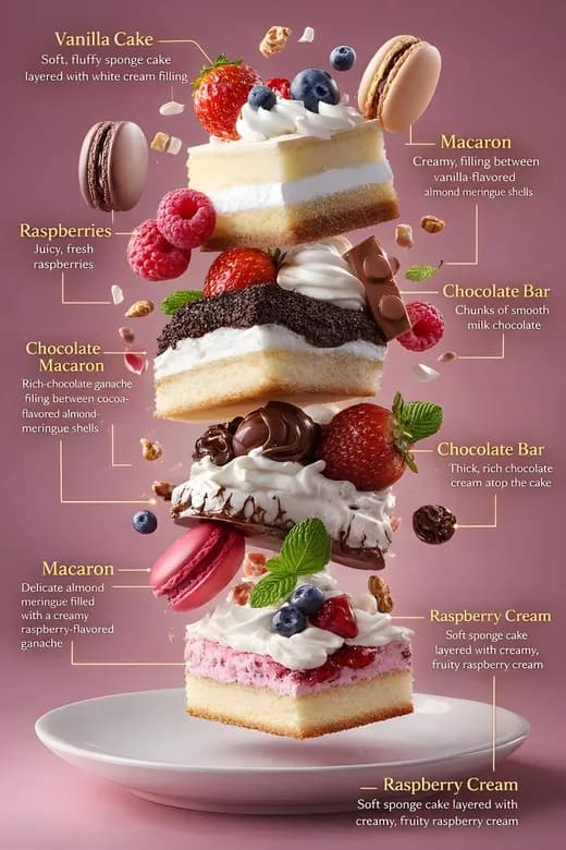 Floating Cake Tower with Gold Thread