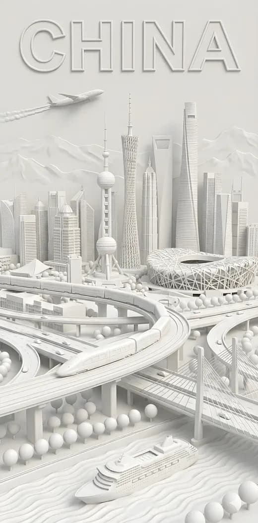 White Relief City Poster