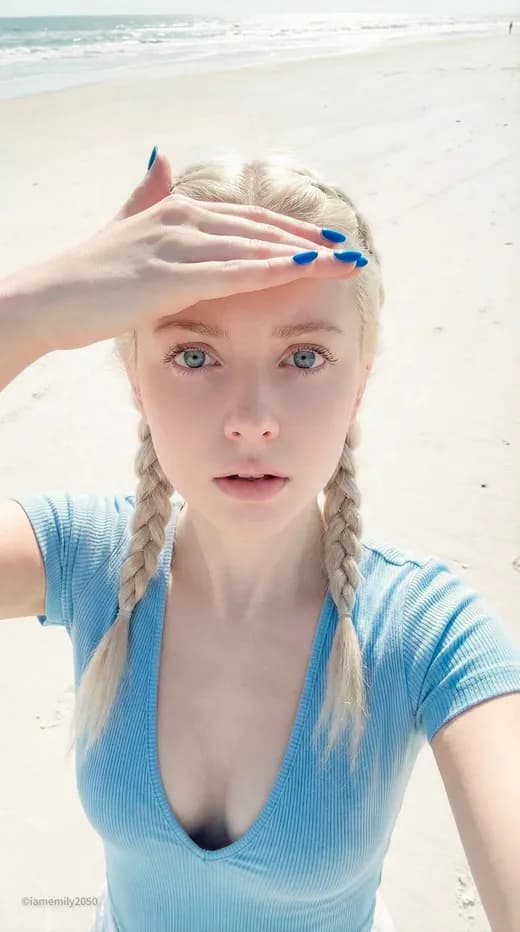 Porcelain Doll Coastal High-Angle Selfie