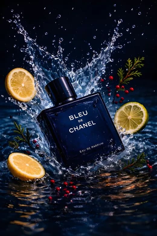 Blue Water Curtain Luxury Fragrance Advertisement
