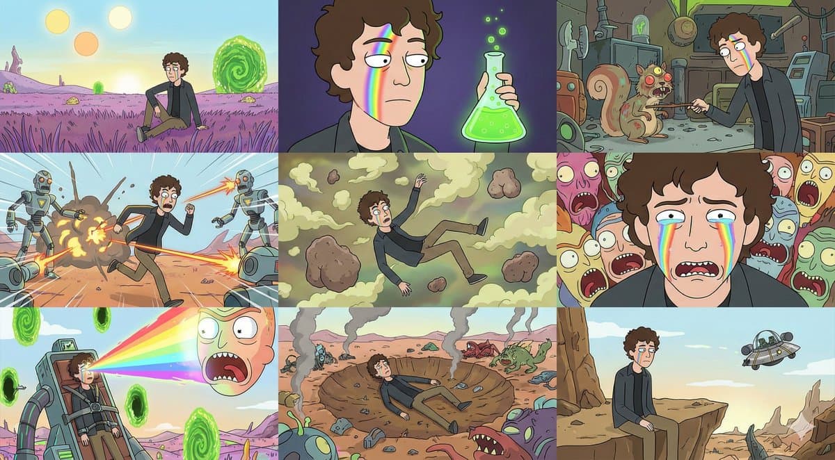 Grade 3x3 no Estilo Rick and Morty — Generated result