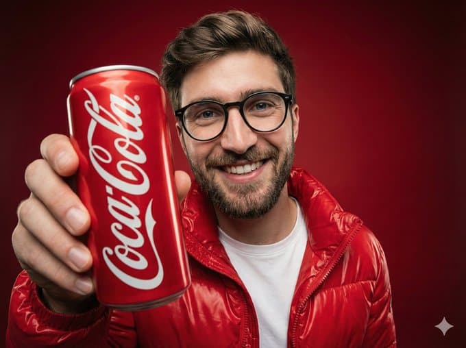 A Smiling Person Holding a Coca-Cola Aluminum Can