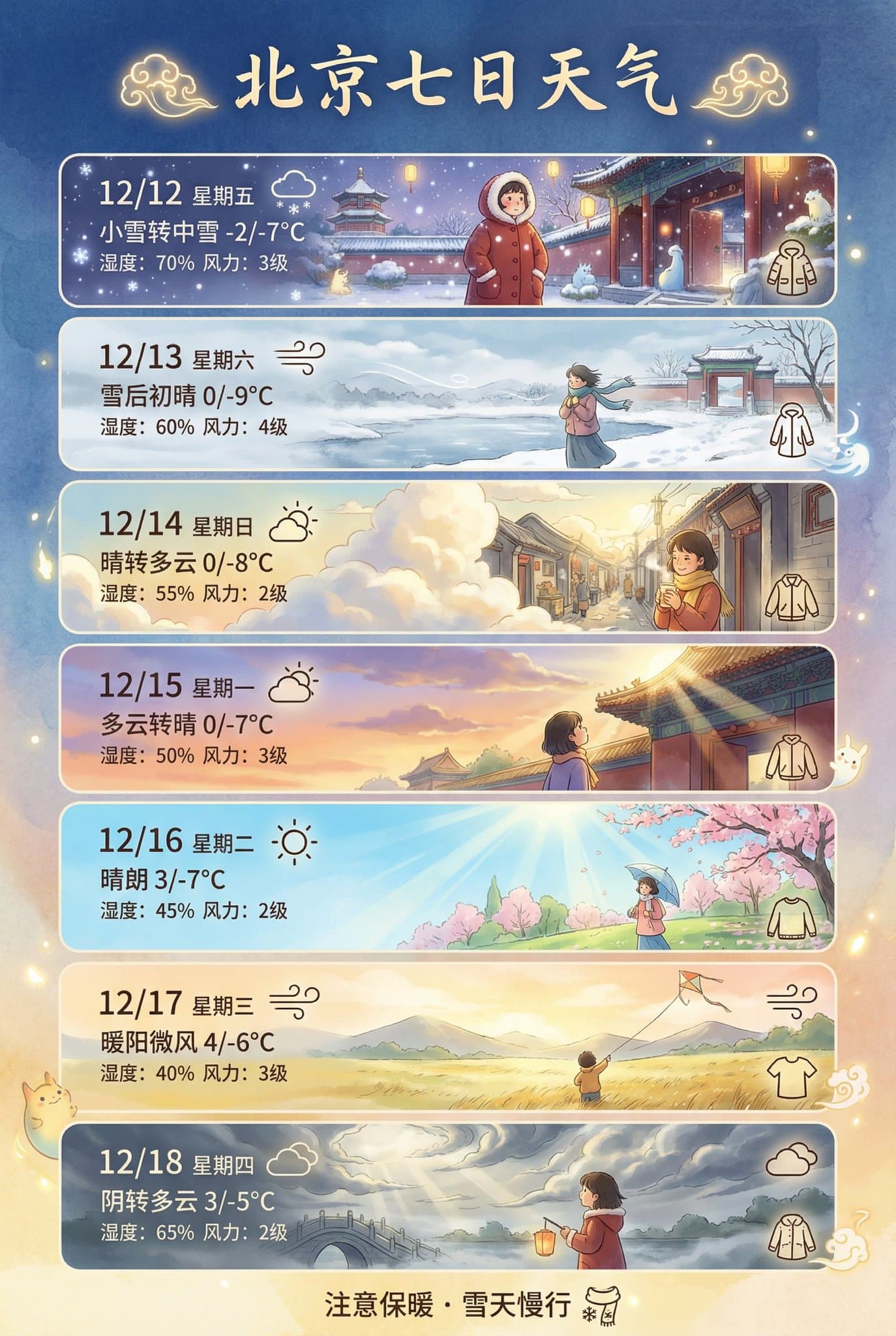 베이징 7일 일기예보 - 포스터 — Generated result