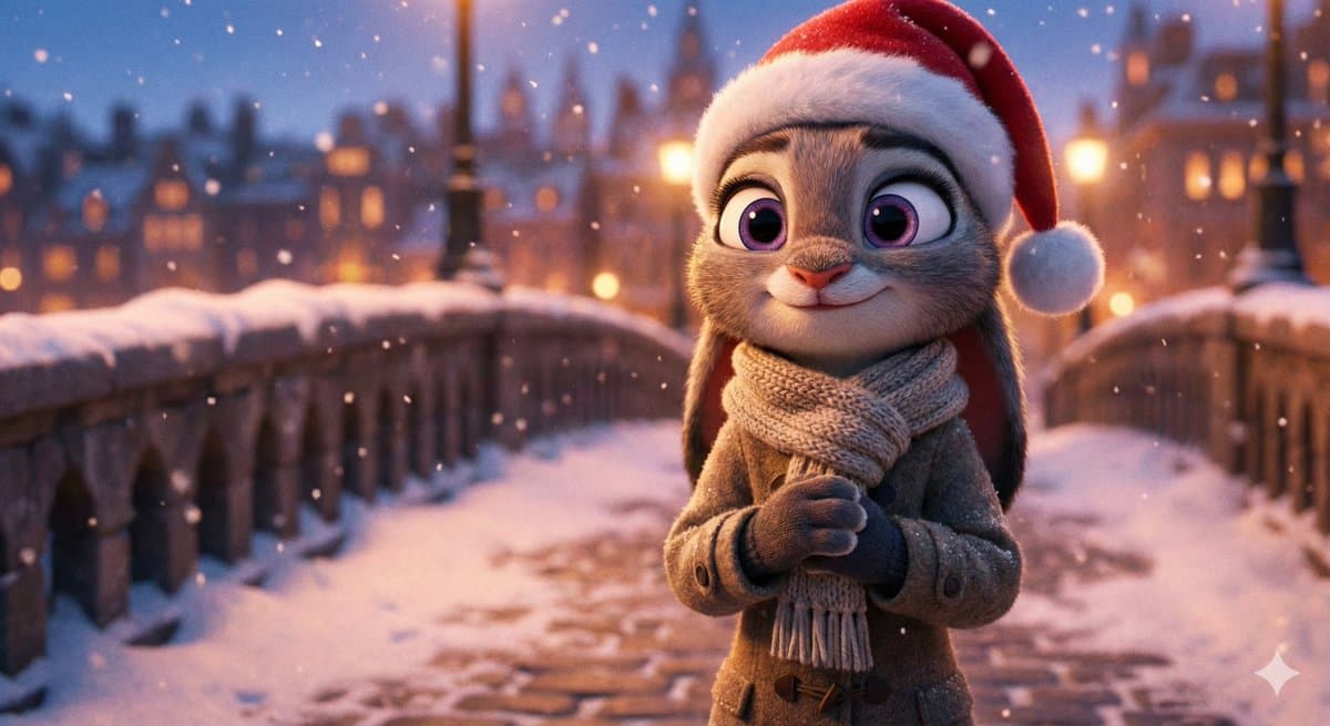 Judy Standing on a Snow Bridge
