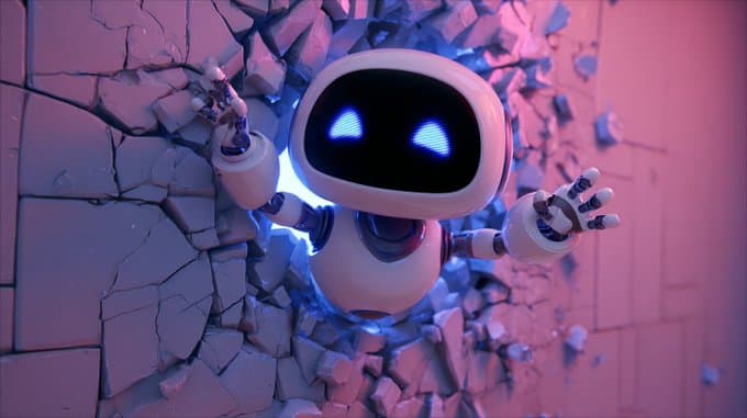 3D Cartoon Character Breaking Through Walls