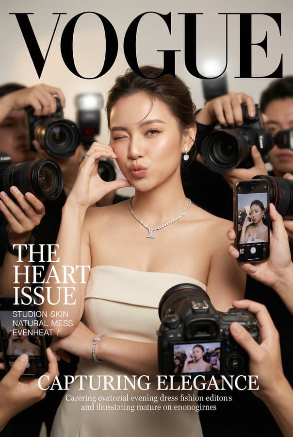 Realistic Vogue Magazine Cover Style Fashion Portrait