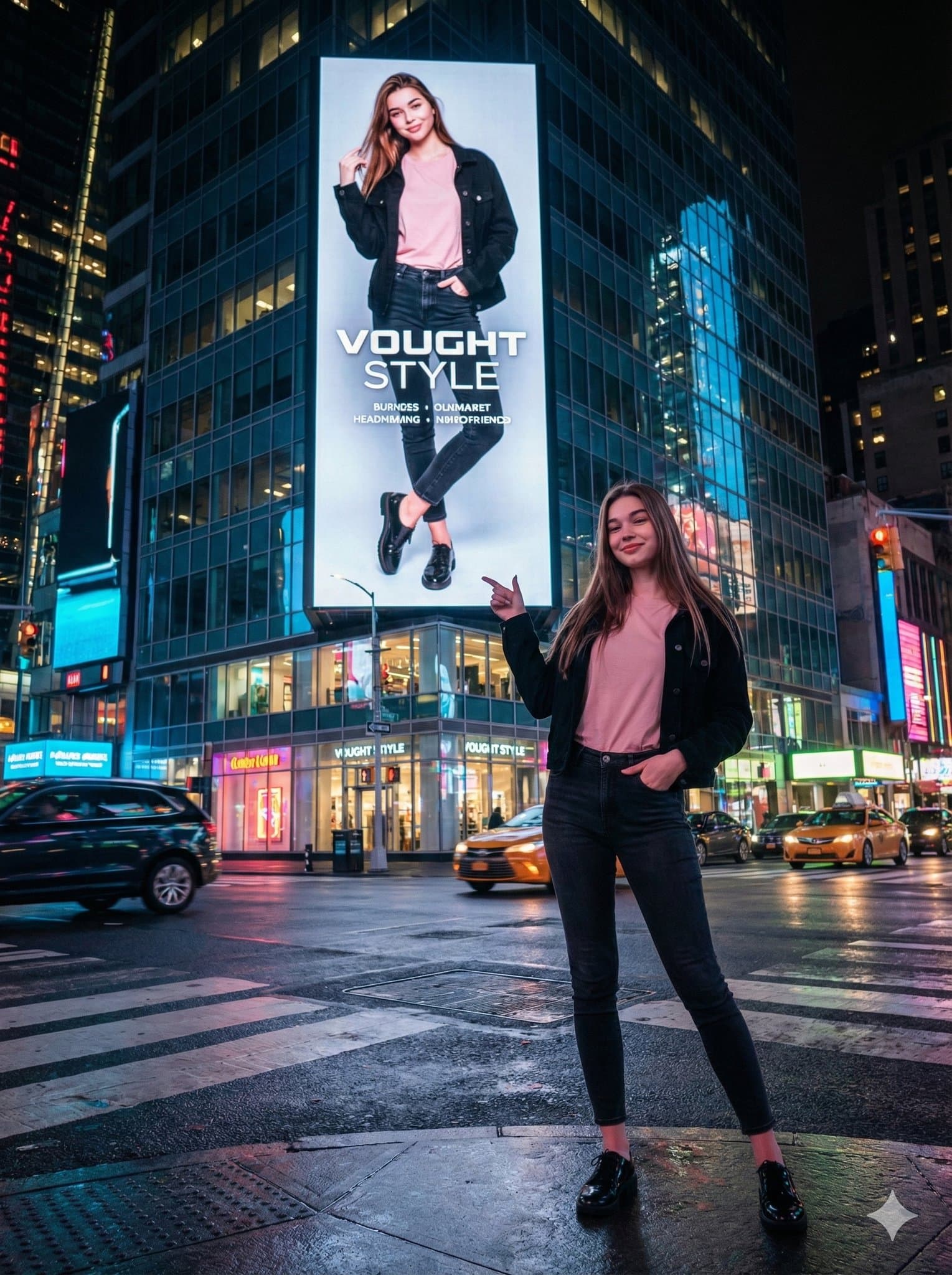 Person Appears on Giant Digital Billboard — Generated result