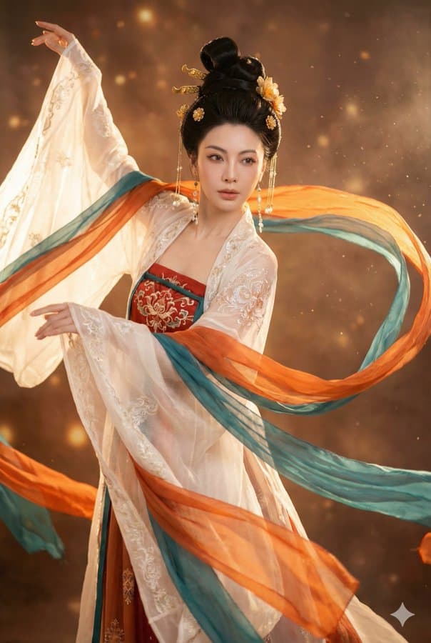 A Young Woman in Gorgeous Tang Dynasty Clothing — Generated result