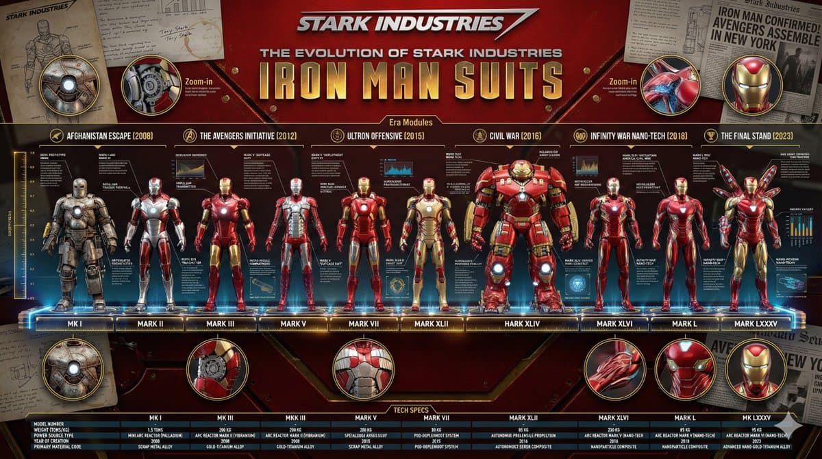 Evolution of Stark Industries Iron Man Armor — Generated result