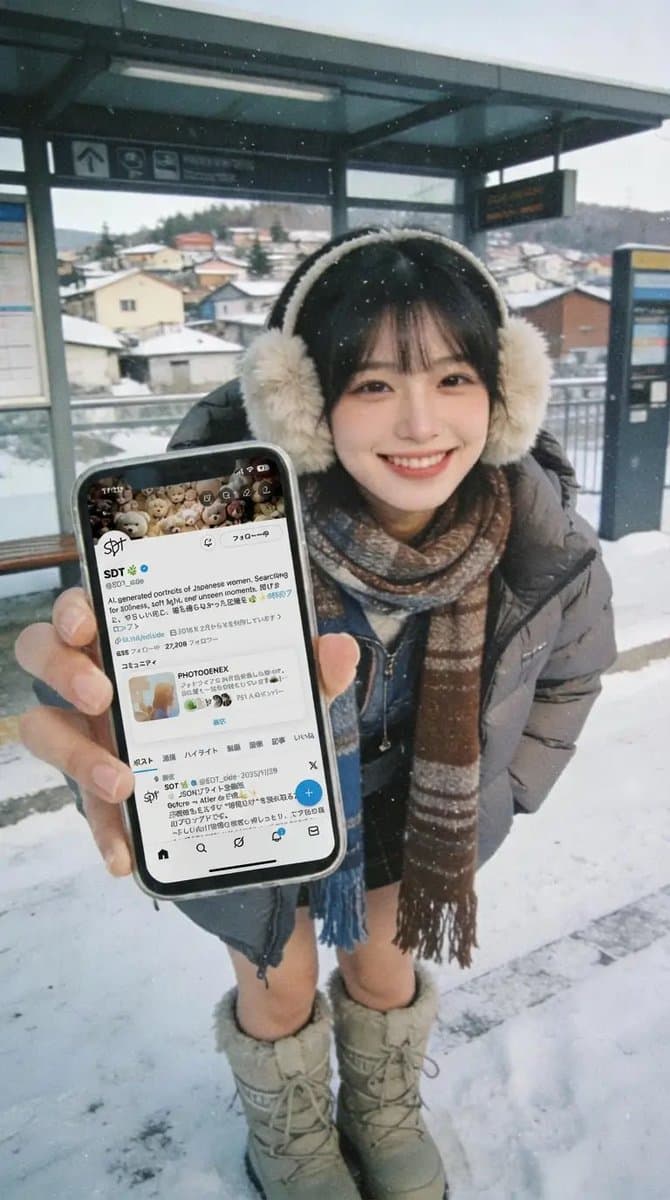 Girl Showing Phone Photos — Generated result