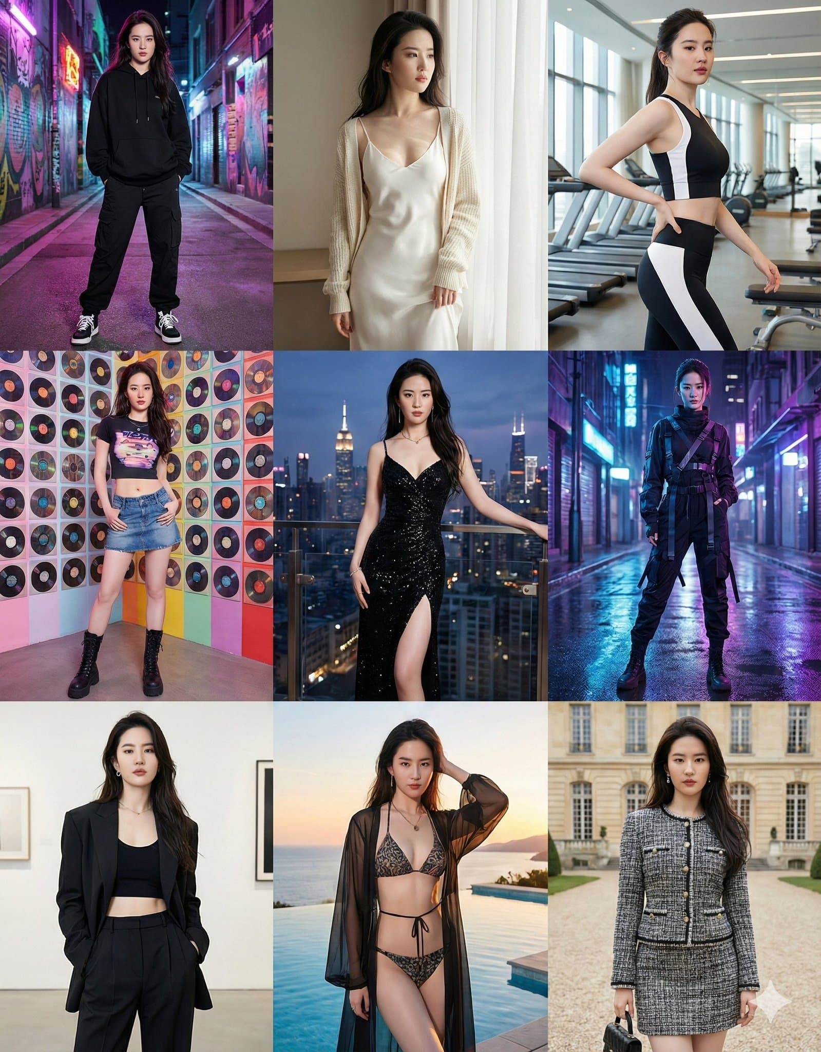 Fashionable 3x3 Grid Collage Photo
