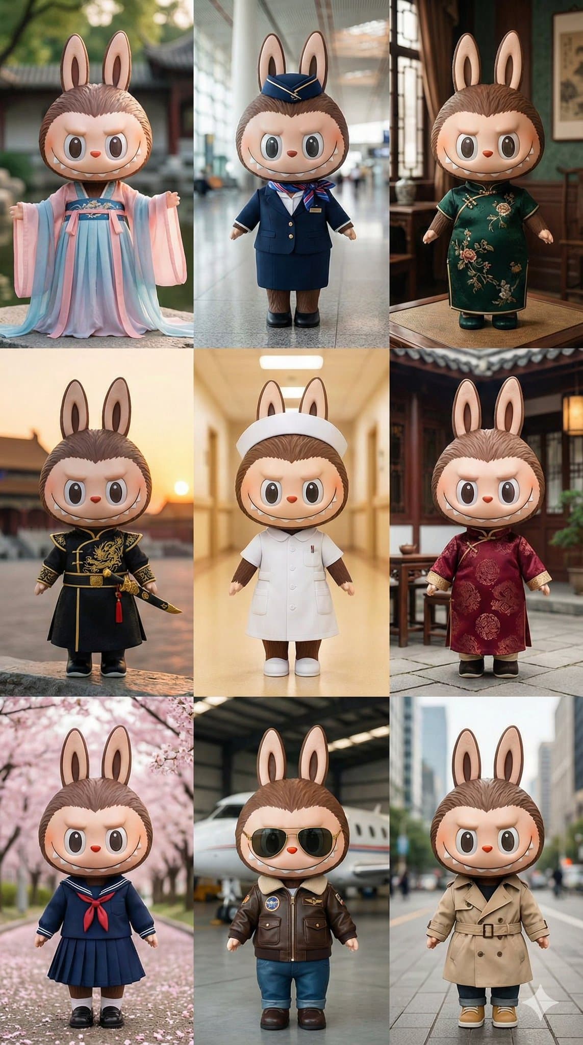 Labubu's 3x3 Grid Collage Photo — Generated result