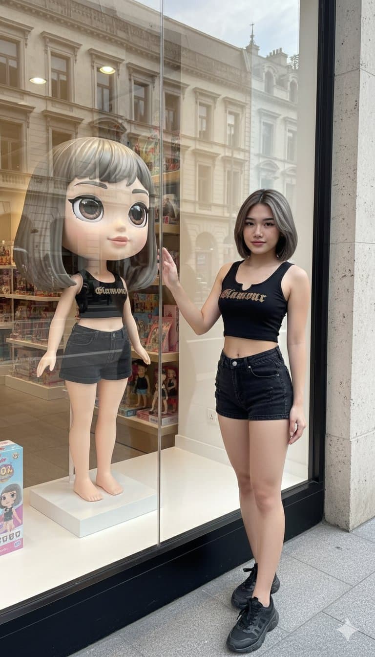 A Tiny Animated Version of Myself in a Shop Window — Generated result