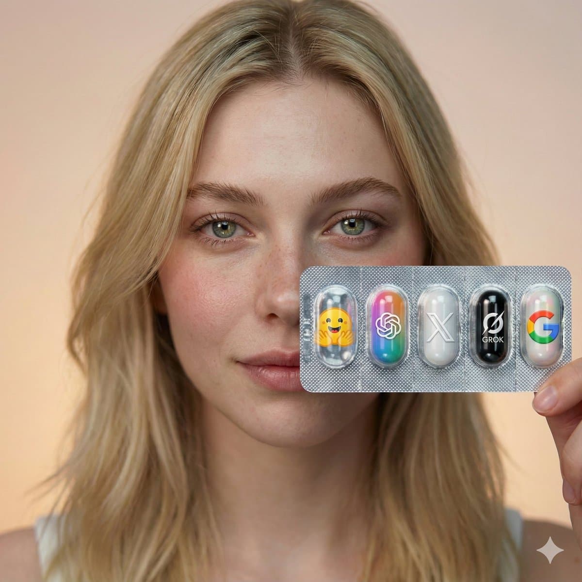 Woman Holding Blister Pack Close to Camera