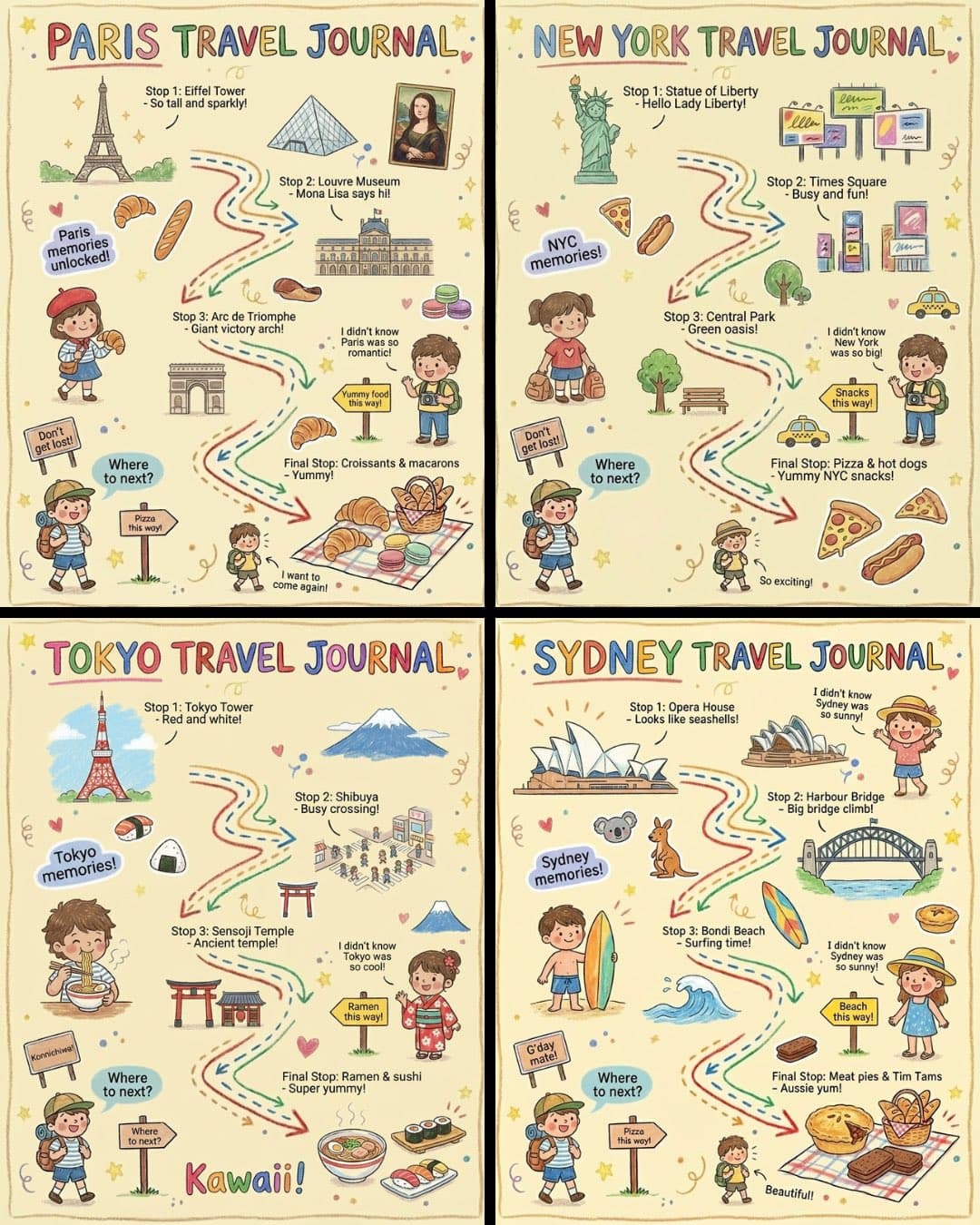 Children's Hand-Drawn Travel Diary Style — Generated result