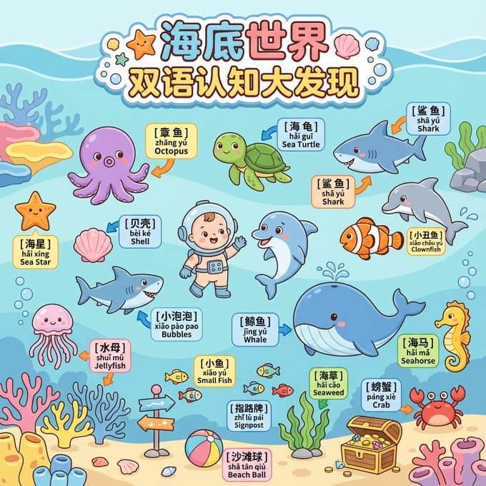 Bilingual Cognitive Discovery - Underwater World — Generated result