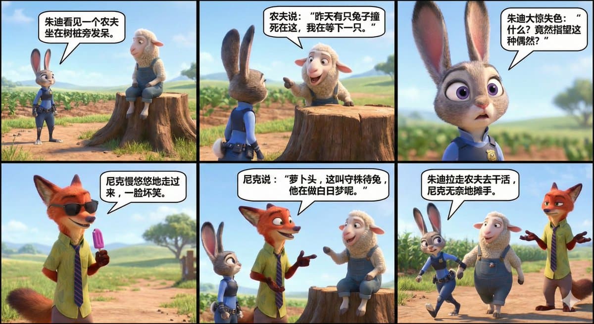Judy e Nick de Zootopia Contam uma História - Esperando por um Coelho — Generated result