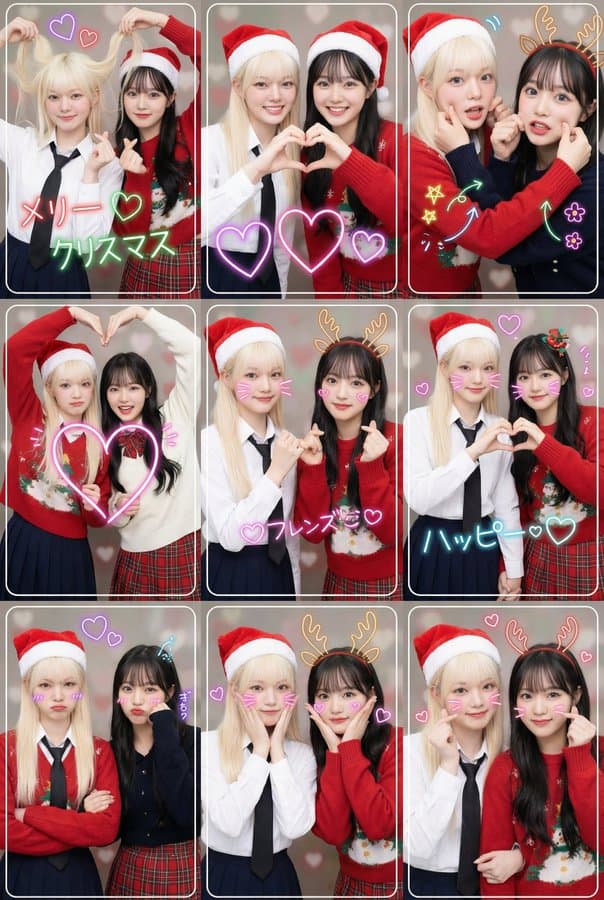 3x3 Photo Booth Style Collage — Generated result