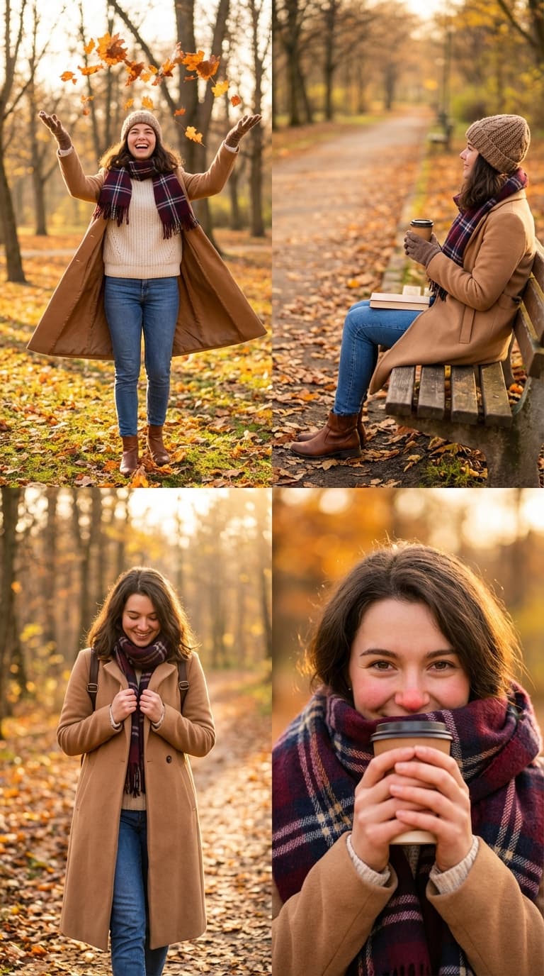 Collage of Four Stylish Autumn Lifestyle Scenes