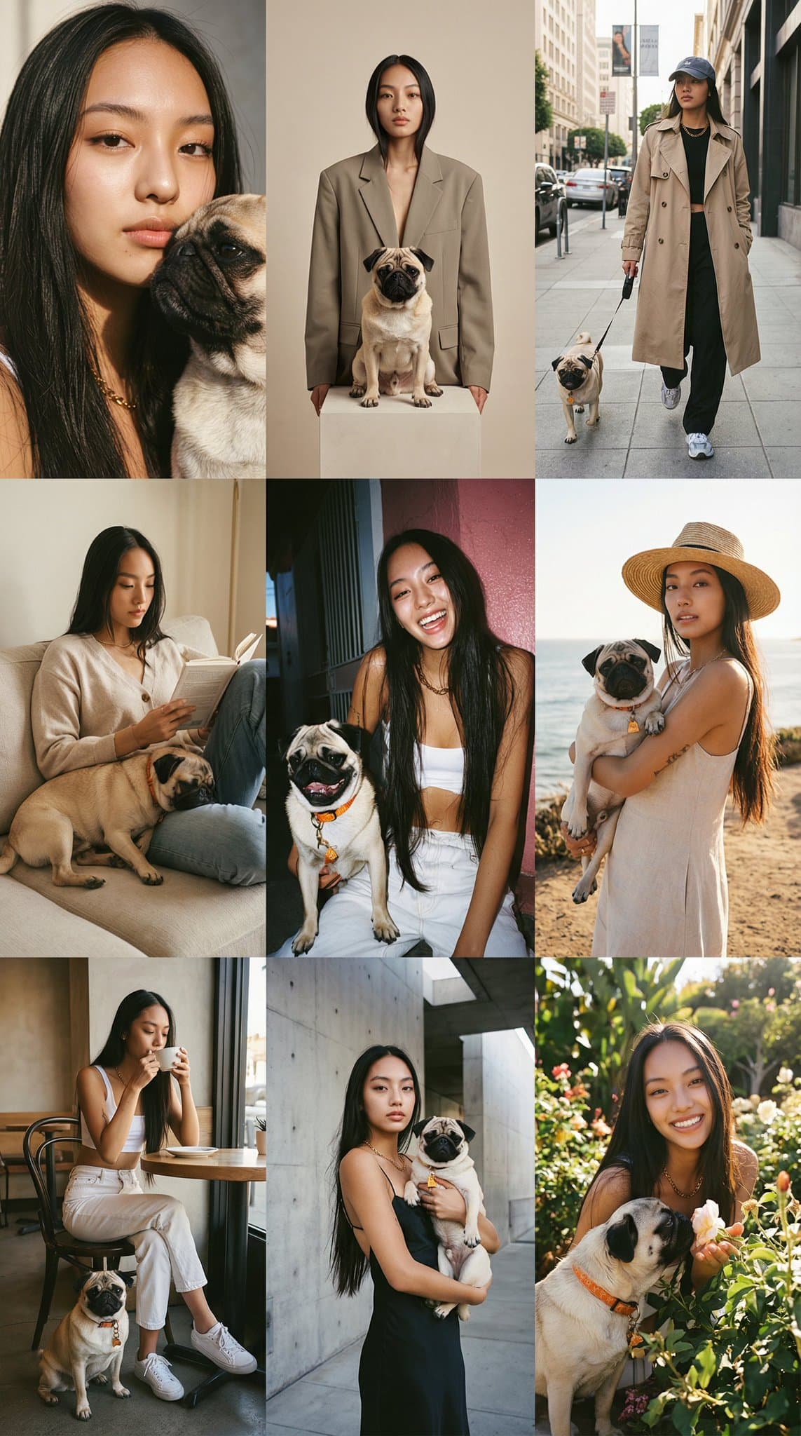 3x3 Female Portrait Collage — Generated result