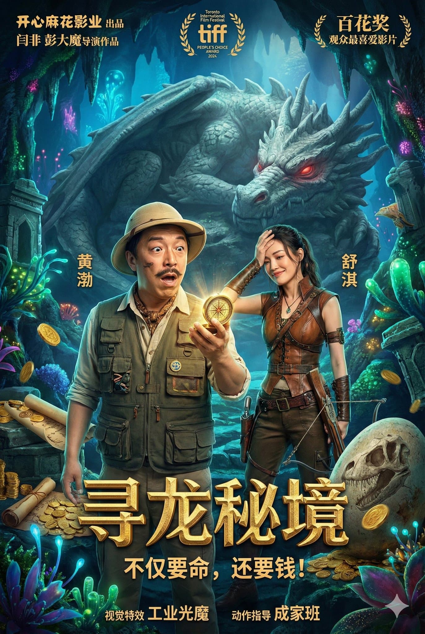 Affiche de comédie d’aventure fantastique - Le Royaume secret du Dragon — Generated result