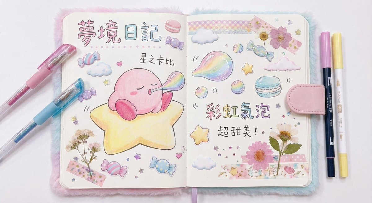 Pink Star Kirby Blowing Bubbles