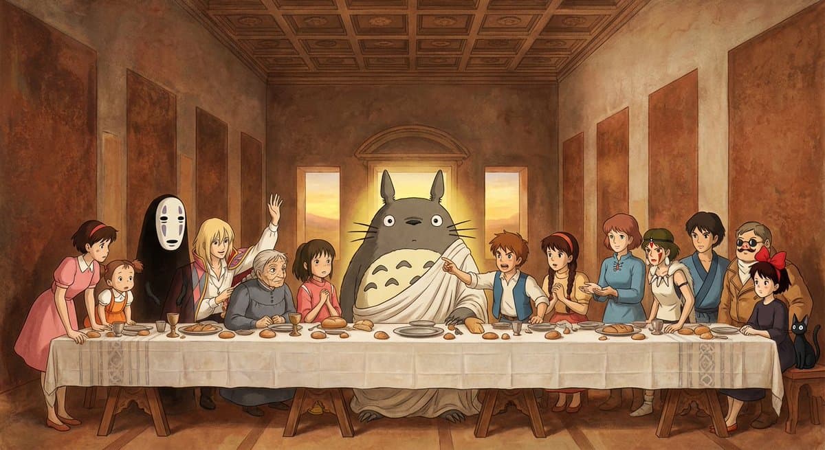 Miyazaki Characters in The Last Supper — Generated result