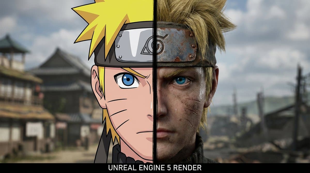Anime and Reality Split Portrait — Generated result