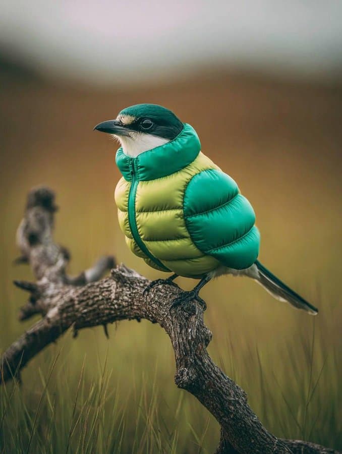 Birds Wearing Puffer Jackets — Generated result