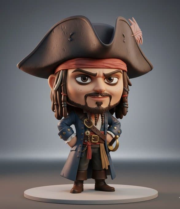 Character turned into 3D collectible Q version figure — Generated result