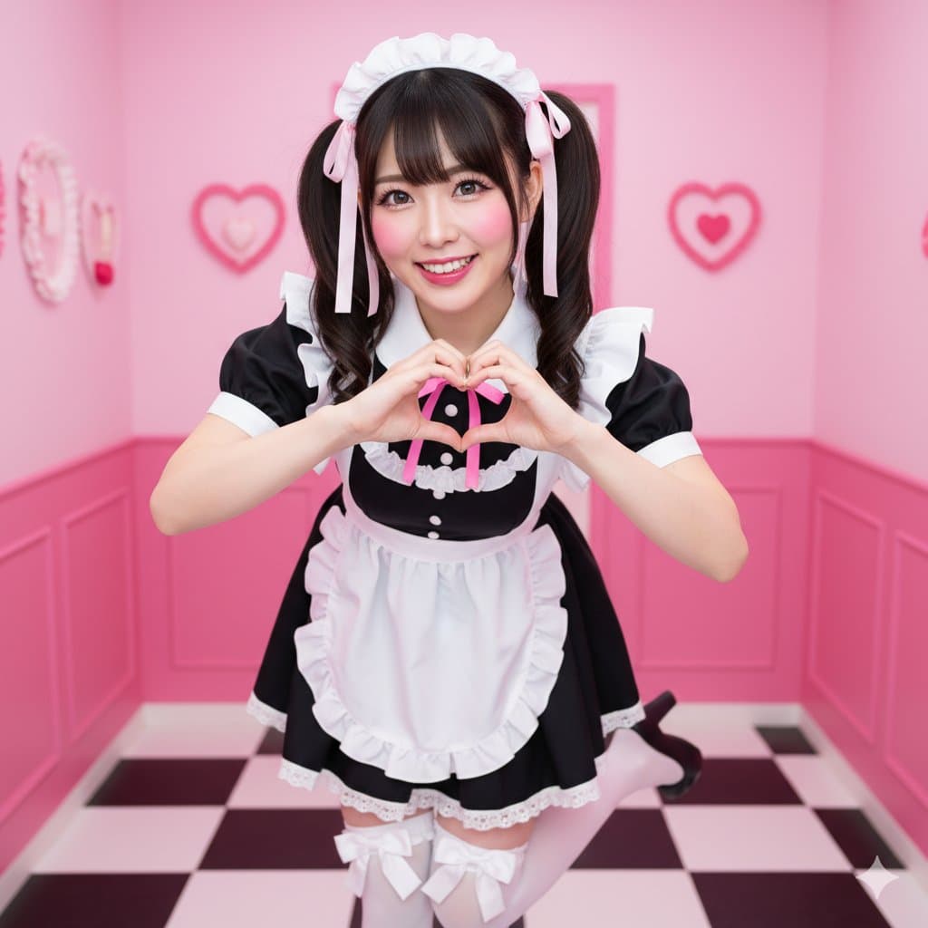 Girl with Pigtails Making a Heart Shape