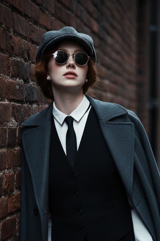 Wearing Newsboy Cap and Black Vest