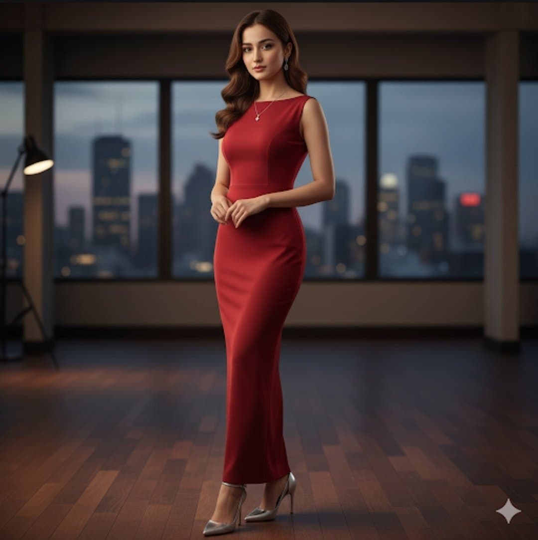 Woman in Red Evening Dress — Generated result
