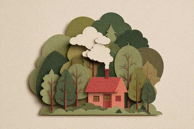 Layered Paper Cut Illustration — Generated result