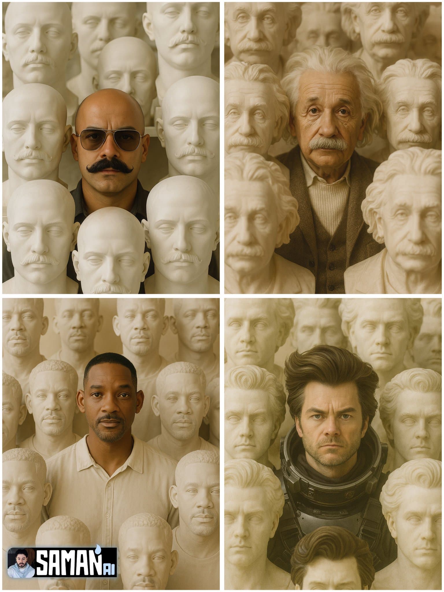 Hyperrealistic Portrait Centered in Plaster